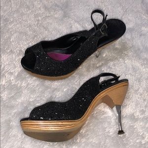 Black sequin Betsey Johnson heels- 8.5